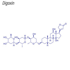 Naklejka premium Vector Skeletal formula of Digoxin. Drug chemical molecule.