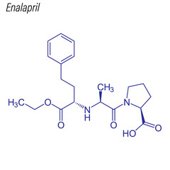 Vector Skeletal formula of Enalapril. Drug chemical molecule.