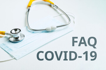 Answers and questions concept FAQ COVID-19 and doctor consultation