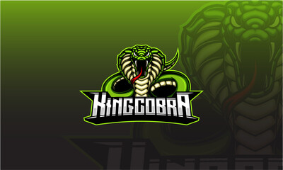 Green king cobra mascot vector