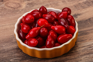 Sweet and ripe cornel berries