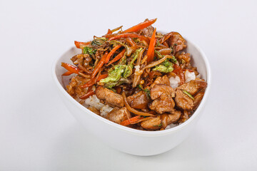 Asian cuisine - Steamed rice with pork