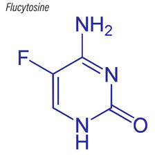 Vector Skeletal formula of Flucytosine. Drug chemical molecule.