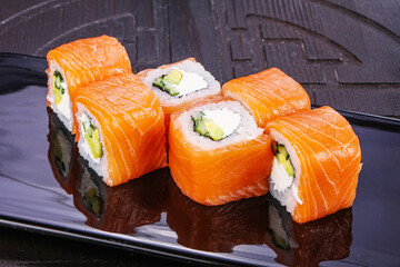 Japanese traditional roll with salmon