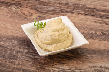 Vegan food - hummus with olive oil
