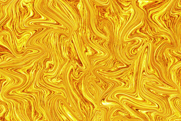 Liquid gold paint on white paper abstract background