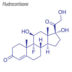 Vector Skeletal formula of Fludrocortisone. Drug chemical molecule.