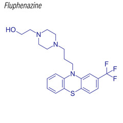 Vector Skeletal formula of Fluphenazine. Drug chemical molecule.