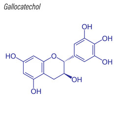 Vector Skeletal formula of Gallocatechol. Drug chemical molecule.