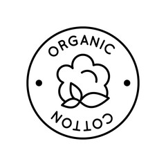 Organic cotton vector thin line style sign
