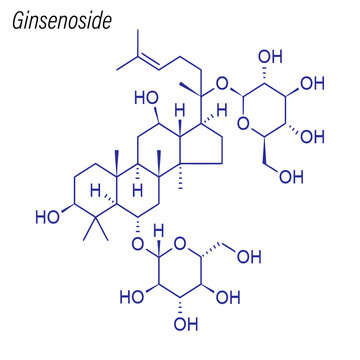 Vector Skeletal formula of Ginsenoside. Drug chemical molecule.