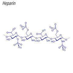 Vector Skeletal formula of Heparin. Drug chemical molecule.