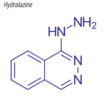 Vector Skeletal formula of Hydralazine. Drug chemical molecule.