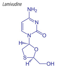 Fototapeta premium Vector Skeletal formula of Lamivudine. Drug chemical molecule.