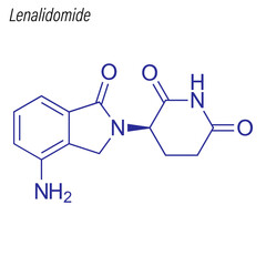 Vector Skeletal formula of Lenalidomide. Drug chemical molecule.