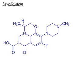 Vector Skeletal formula of Levofloxacin. Drug chemical molecule.