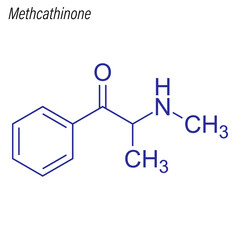 Vector Skeletal formula of Methcathinone. Drug chemical molecule.