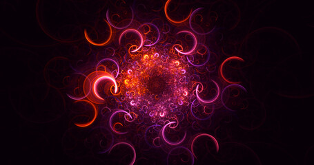 3D rendering abstract multicolor fractal light background