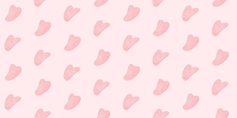 Gua Sha massage for face. Seamless pattern of stones. Acupuncture anti-aging traditional chinese medicine self care method. Home beauty routine. Vector flat illustration.