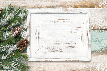 Christmas template background wooden sign mockup