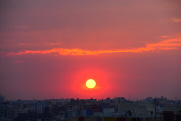 sunset over the city