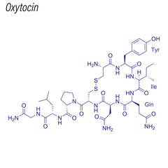 Vector Skeletal formula of Oxytocin. Drug chemical molecule.