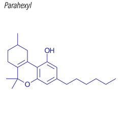 Vector Skeletal formula of Parahexyl. Drug chemical molecule.