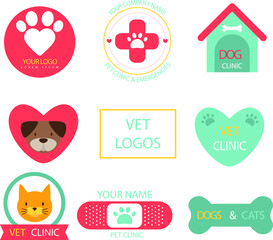 Retro veterinary clinic logos. 