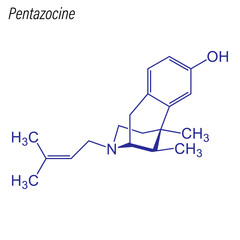 Vector Skeletal formula of Pentazocine. Drug chemical molecule.