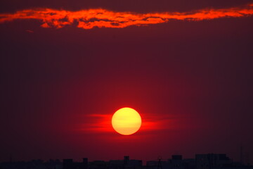 sunset over the city