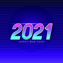 Happy New Year 2021 Banner Background With Neon Light Effect