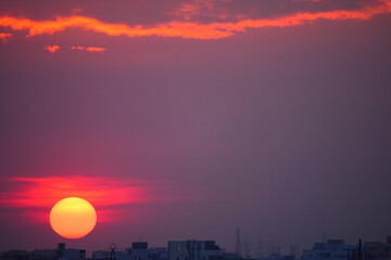 sunset over the city