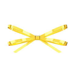 Gold bow ribbon, holiday, Christmas decoration, vector ribbon.