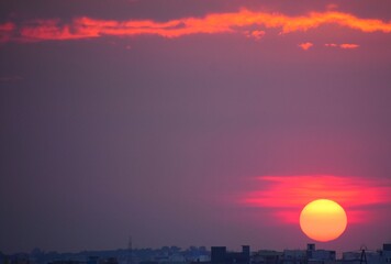 sunset over the city