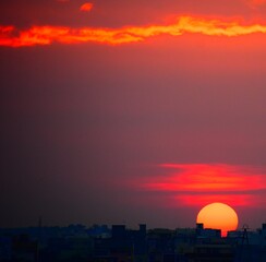 sunset over the city