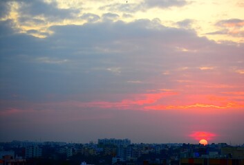 sunset over the city