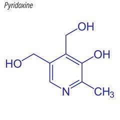 Vector Skeletal formula of Pyridoxine. Drug chemical molecule.