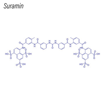 Vector Skeletal Formula Of Suramin. Drug Chemical Molecule.