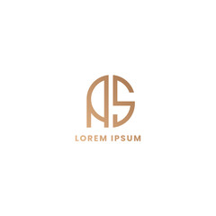 Simple and minimalist geometric letter AS monogram logo with rounded style