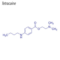 Vector Skeletal formula of Tetracaine. Drug chemical molecule.