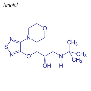 Vector Skeletal formula of Timolol. Drug chemical molecule.