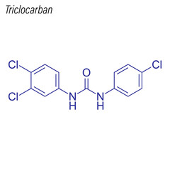Vector Skeletal formula of Triclocarban. Antimicrobial chemical molecule.