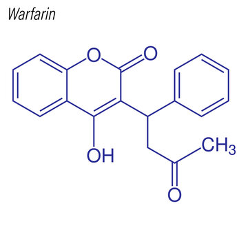 Vector Skeletal formula of Warfarin. Drug chemical molecule.