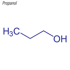 Vector Skeletal formula of Propanol;. Antimicrobial chemical molecule.