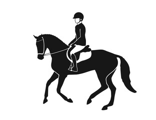 Silhouette of black horse and rider illustration design