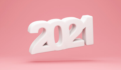 2021 New Year Symbol on pink studio background
