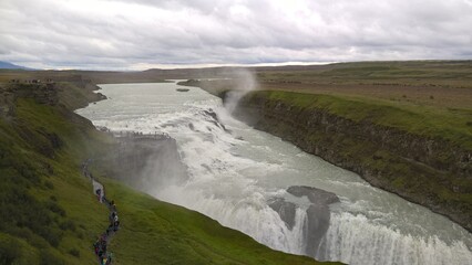 Wasserfall, Gullfoss, Island, Natur, Wasser, Sommer