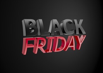 Black Friday 3D type 3d render, black and red with black background