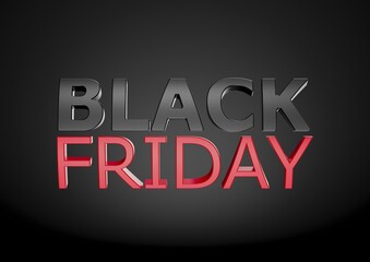 Black Friday 3D type 3d render, black and red with black background