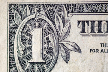 banknot 1 dolar w makro zbliżeniu  - obrazy, fototapety, plakaty
